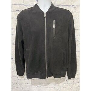 Ben Sherman Jacket Mens Medium Black Bomber Faux Suede Full Zip Pocket Casual